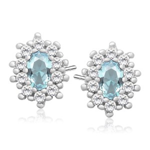 Cercei argint cu piatra bleu DiAmanti Z1099E_AQ-DIA (Argint 925‰ 2,1 g.)